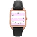 Horizontal Stripes - White and Pale Thistle Violet Rose Gold Leather Watch