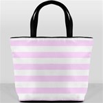 Horizontal Stripes - White and Pale Thistle Violet Bucket Bag