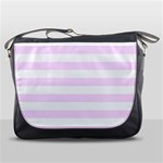 Horizontal Stripes - White and Pale Thistle Violet Messenger Bag
