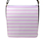 Horizontal Stripes - White and Pale Thistle Violet Flap Closure Messenger Bag (L)
