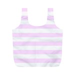 Horizontal Stripes - White and Pale Thistle Violet Full Print Recycle Bag (M)