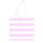 Horizontal Stripes - White and Pale Thistle Violet Grocery Light Tote Bag