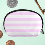 Horizontal Stripes - White and Pale Thistle Violet Accessory Pouch (Large)