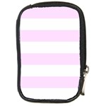 Horizontal Stripes - White and Pale Thistle Violet Compact Camera Leather Case