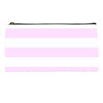 Horizontal Stripes - White and Pale Thistle Violet Pencil Case