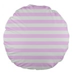 Horizontal Stripes - White and Pale Thistle Violet Large 18  Premium Round Cushion