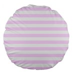 Horizontal Stripes - White and Pale Thistle Violet Large 18  Premium Flano Round Cushion