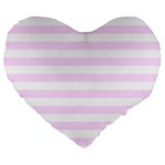 Horizontal Stripes - White and Pale Thistle Violet Large 19  Premium Heart Shape Cushion