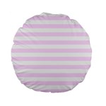 Horizontal Stripes - White and Pale Thistle Violet Standard 15  Premium Flano Round Cushion