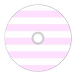 Horizontal Stripes - White and Pale Thistle Violet CD Wall Clock