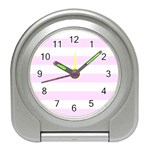 Horizontal Stripes - White and Pale Thistle Violet Desk Alarm Clock