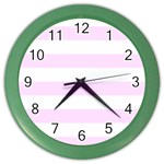 Horizontal Stripes - White and Pale Thistle Violet Color Wall Clock