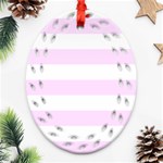 Horizontal Stripes - White and Pale Thistle Violet Ornament (Bell) Ornament (Oval Filigree)