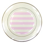Horizontal Stripes - White and Pale Thistle Violet Porcelain Plate