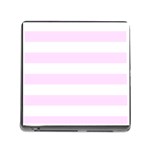 Horizontal Stripes - White and Pale Thistle Violet Memory Card Reader (Square)
