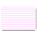 Horizontal Stripes - White and Pale Thistle Violet Large Doormat