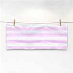 Horizontal Stripes - White and Pale Thistle Violet Hand Towel