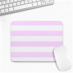 Horizontal Stripes - White and Pale Thistle Violet Small Mousepad