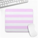 Horizontal Stripes - White and Pale Thistle Violet Large Mousepad