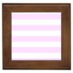 Horizontal Stripes - White and Pale Thistle Violet Framed Tile