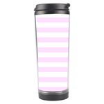 Horizontal Stripes - White and Pale Thistle Violet Travel Tumbler