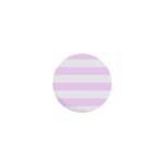 Horizontal Stripes - White and Pale Thistle Violet 1  Mini Button