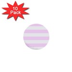 Horizontal Stripes - White and Pale Thistle Violet 1  Mini Button (10 pack)