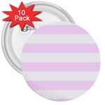 Horizontal Stripes - White and Pale Thistle Violet 3  Button (10 pack)