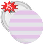 Horizontal Stripes - White and Pale Thistle Violet 3  Button (100 pack)