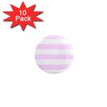 Horizontal Stripes - White and Pale Thistle Violet 1  Mini Magnet (10 pack)