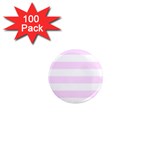 Horizontal Stripes - White and Pale Thistle Violet 1  Mini Magnet (100 pack)