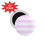 Horizontal Stripes - White and Pale Thistle Violet 1.75  Magnet (10 pack)