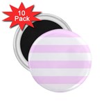 Horizontal Stripes - White and Pale Thistle Violet 2.25  Magnet (10 pack)