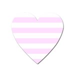 Horizontal Stripes - White and Pale Thistle Violet Magnet (Heart)