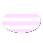 Horizontal Stripes - White and Pale Thistle Violet Magnet (Oval)