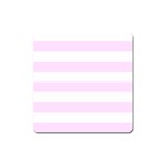 Horizontal Stripes - White and Pale Thistle Violet Magnet (Square)