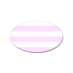 Horizontal Stripes - White and Pale Thistle Violet Sticker (Oval)