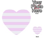 Horizontal Stripes - White and Pale Thistle Violet Multi-purpose Cards (Heart)