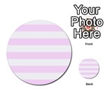 Horizontal Stripes - White and Pale Thistle Violet Multi-purpose Cards (Round)