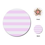 Horizontal Stripes - White and Pale Thistle Violet Playing Cards (Round)