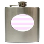 Horizontal Stripes - White and Pale Thistle Violet Hip Flask (6 oz)