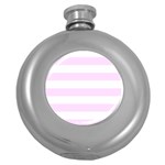 Horizontal Stripes - White and Pale Thistle Violet Hip Flask (5 oz)