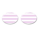 Horizontal Stripes - White and Thistle Violet Cufflinks (Oval)