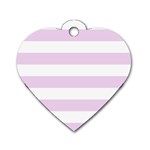 Horizontal Stripes - White and Thistle Violet Dog Tag Heart (One Side)