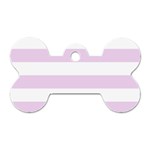 Horizontal Stripes - White and Thistle Violet Dog Tag Bone (Two Sides)
