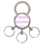Horizontal Stripes - White and Thistle Violet 3-Ring Key Chain