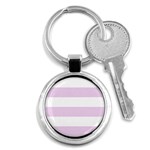 Horizontal Stripes - White and Thistle Violet Key Chain (Round)