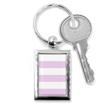 Horizontal Stripes - White and Thistle Violet Key Chain (Rectangle)
