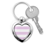 Horizontal Stripes - White and Thistle Violet Key Chain (Heart)