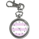 Horizontal Stripes - White and Thistle Violet Key Chain Watch